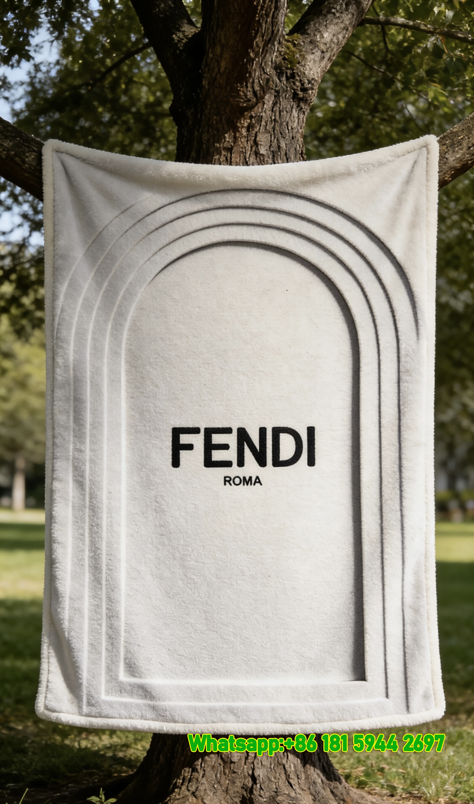 Fendi Roma Archway Flannel Sofa Throw Blanket IMG_9404